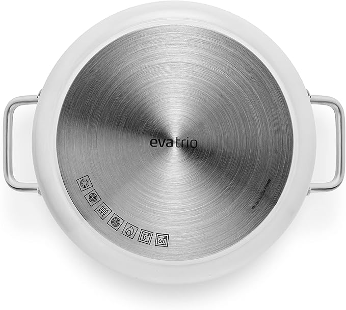Eva Trio | White Line Pot Set 3 Pieces 1.8 L 2.5 L 3.8 L Ceramic Slip-Let® Non-Stick Coating A Pot Set That Covers Every Need for Daily Cooking | White