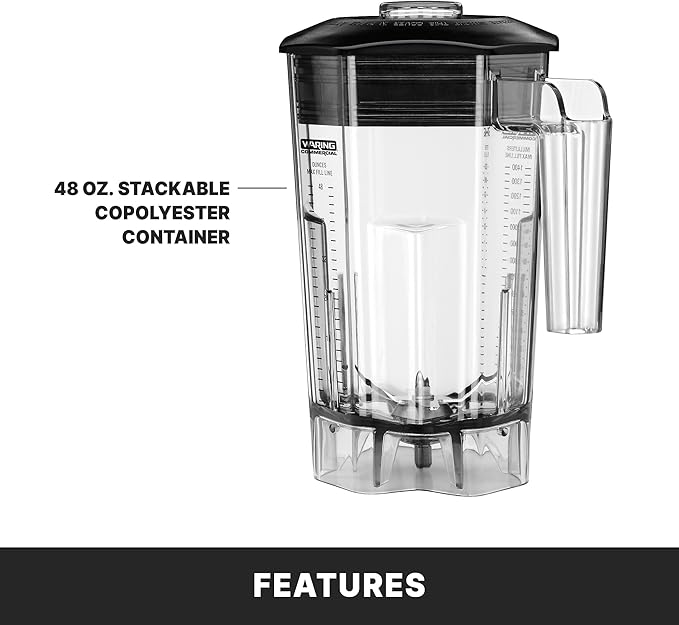 Waring Commercial TBB160 TORQ 2 Horsepower Blender Electronic Keypad with 60-Second Countdown Timer and a 48 oz. BPA Free Copolyester Container 120V 5-15 Phase PlugBlack