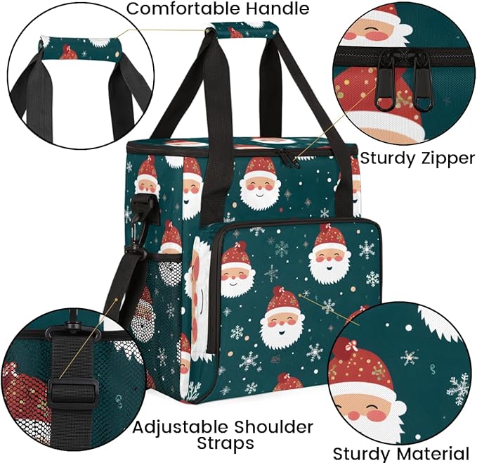 Xmas Santa Claus Coffee Maker Carrying Bag Bright Santa Claus Travel Storage Bag Compatible with K-Mini or K-Mini Plus Single Serve Coffee Brewer Carrying Case with Multiple Pockets &amp Shoulder S