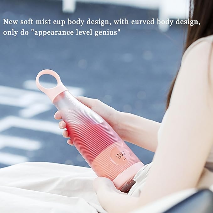 Portable Blender Small Juicer Cup 450ml with Cross-Shaped Hided Blades 2000 RPM and Blending Easily Magnetic Induction Charging and Easy to Clean for Travel Camping Gym Office Home