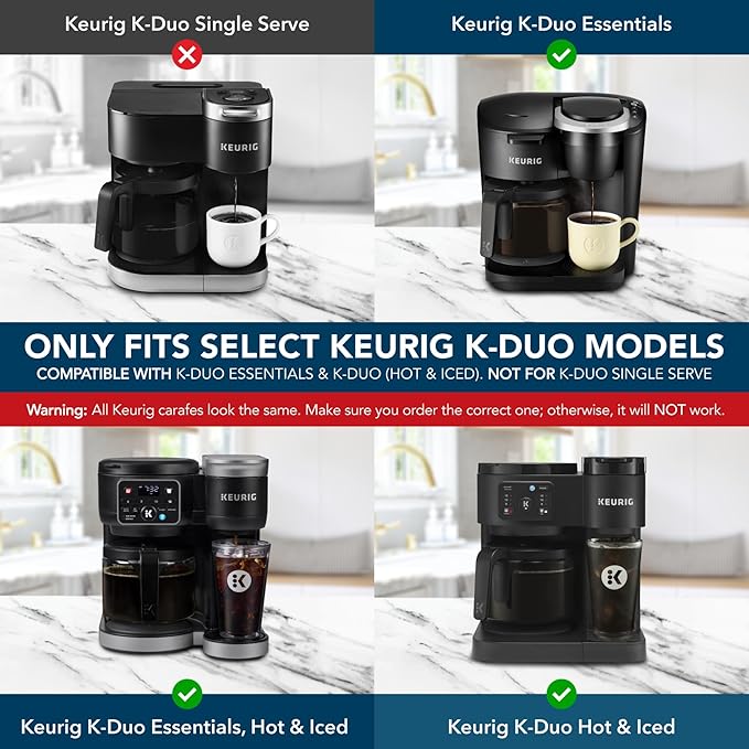 12-Cup Coffee Carafe Compatible with Keurig K-Duo Essentials K Duo Hot &amp Iced – Will NOT Fit Keurig K-Duo Single Serve