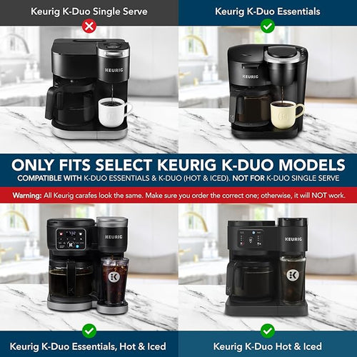 12-Cup Coffee Carafe Compatible with Keurig K-Duo Essentials K Duo Hot &amp Iced – Will NOT Fit Keurig K-Duo Single Serve