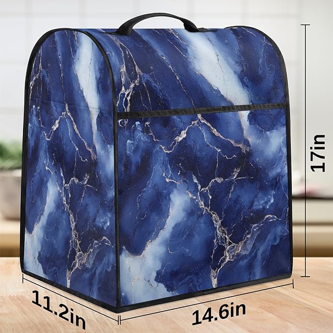 cfpolar Kitchen Aid Mixer Cover Compatible with 6-8 Quarts Blue Marble Pattern Stand Mixer Cover Kitchen Aid Mixers Accessories Appliance Organizer Bag Dust Covers with Zipper Pocket