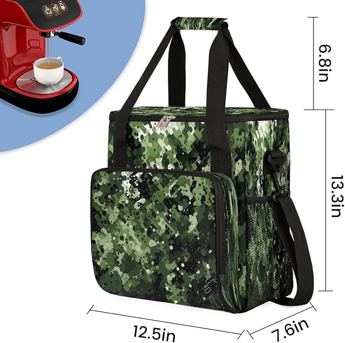 Abstract Camouflage Geometric Coffee Maker Travel Bag for K-Mini or K-Mini Plus Single Serve Coffee Brewer Portable Storage Tote Case for Tarvel