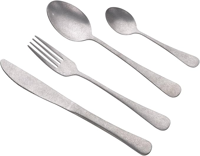 Well Home 3-Piece Set Diameter 16 x 20 x 24 cm Pressed Aluminium in Metallic Blue + 16 Piece Stainless Steel Cutlery Set