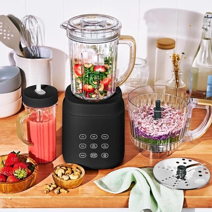 3-in-1 Kitchen System with Powerful Motor Food Processor Personal Blender &amp Multiple Functions for Smoothies (Black Sesame)