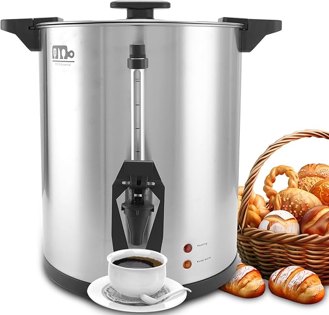 45 Cup 8L/2.11Gallon Commercial Coffee Urn Festa Essential 950W Large Percolate Coffee Maker Hot Beverage dispenser With Double Dripless FaucetQuick-Brewing Hot Water Urn for CateringHomeEvents