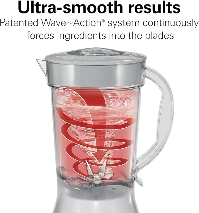 Beach Smoothie Blender with 650W Peak Power Wave Action System 12 Functions 48 oz BPA-Free Jar and Ice Sabre Blades Black (White)