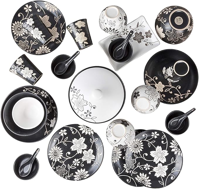 GaRcan Dinner Plate Dinner Plate Home Kitchen Dinnerware Set Hand-Painted Leaf Ceramic Dinnerware Set Elegant Round Dinner Plate Sets Service for 6 Microwave and Dishwasher Safe Dinner Plates House
