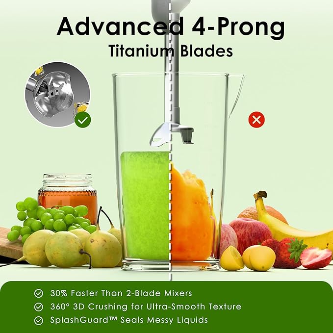 Cordless Immersion Hand Blender 5-in-1 Variable Speed blender handheldRechargeable with 2000mAh Battery BPA-Free &amp Dishwasher-Safe Accessories:700ml BeakerChopperWhisk &amp Milk FrotherGrey