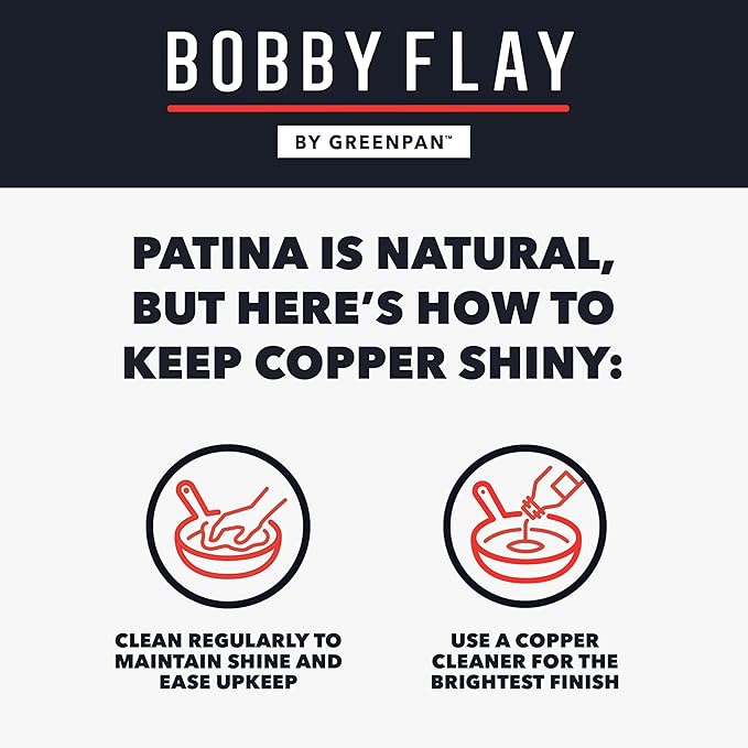 GreenPan x Bobby Flay 2QT Copper Clad Chef’s Pan with Lid Induction Ready Sauce Pot Measurement Markings Stainless Steel Base &amp Interior Oven Safe Saucepan to 500˚F