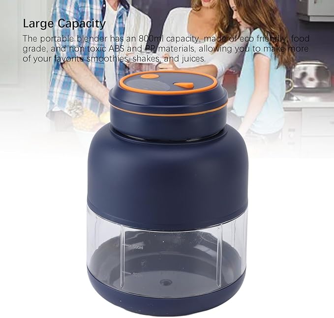 Portable Blenders Handheld Fruit Mixer USB Rechargeable Personal Blender Juicer Cup Leakproof Powerful Blending (Blue)