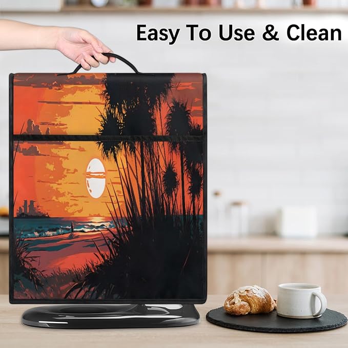 cfpolar Kitchen Aid Mixer Cover Compatible with 6-8 Quarts Sunset Ocean Palm Trees Stand Mixer Cover Kitchen Aid Mixers Accessories Appliance Organizer Bag Dust Covers with Zipper Pocket