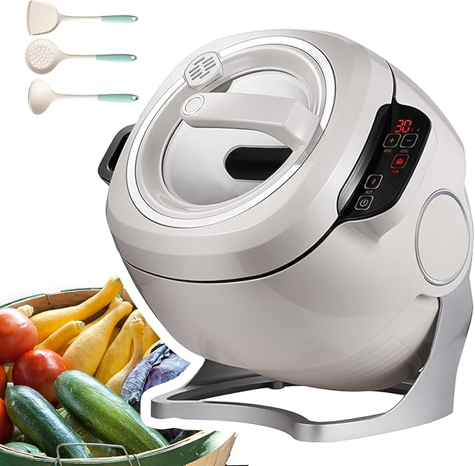 All-In-One Automatic Stir Fry Machine360° Rotating Drum Cooker - Perfect For Stir-Frying &amp Cooking | Includes 3 Cooking Utensils &amp Nonstick Coating | Kitchen Gadget For Busy Lifestyles