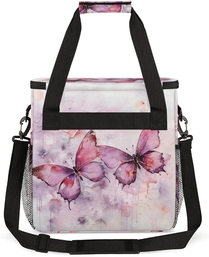 Retro Butterfly Coffee Maker Carrying Bag Oil Painting Butterfly Travel Storage Bag Compatible with K-Mini or K-Mini Plus Single Serve Coffee Brewer Carrying Case with Pockets &amp Shoulder Strap