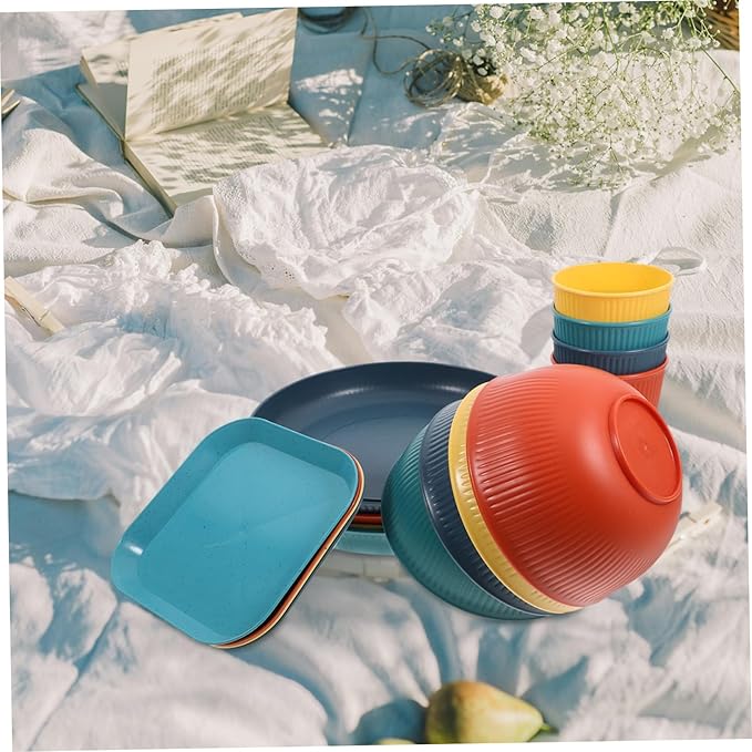 Cabilock Plates and Bowls Correlle Dinnerware Lightweight Rv Dinnerware Set Unbreakable Plates Bowls