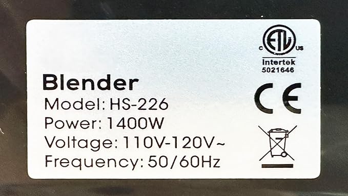 Commercial Blender HS-226 4000ml BPA-Free Jar 1400W High Speed Motor 8 Stainless Steel Blades HS-226 ETL