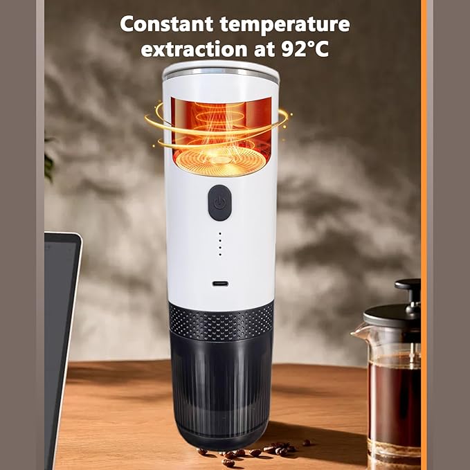 Portable Coffee Machine 20 Bar Nanometer Mini Travel Camping Machine With Ns Capsules And Coffee Powder for Home Outdoor Travel and Office (White)
