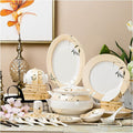 Bone China Dinner Sets Creative Relief Phnom Penh Combination Ceramic Tableware Suit Suitable for Gifts Wedding Hotel 58 Piece