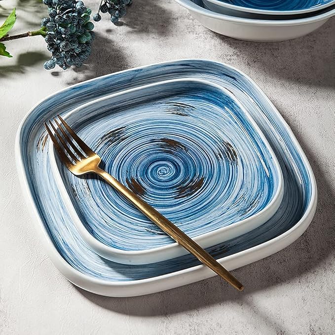 Porcelain Dinnerware Sets Plates and Bowls Sets 43pcs Ceramics Dinnerware Sets Creative Blue Sky Series Dinner Plates Complete Porcelain C