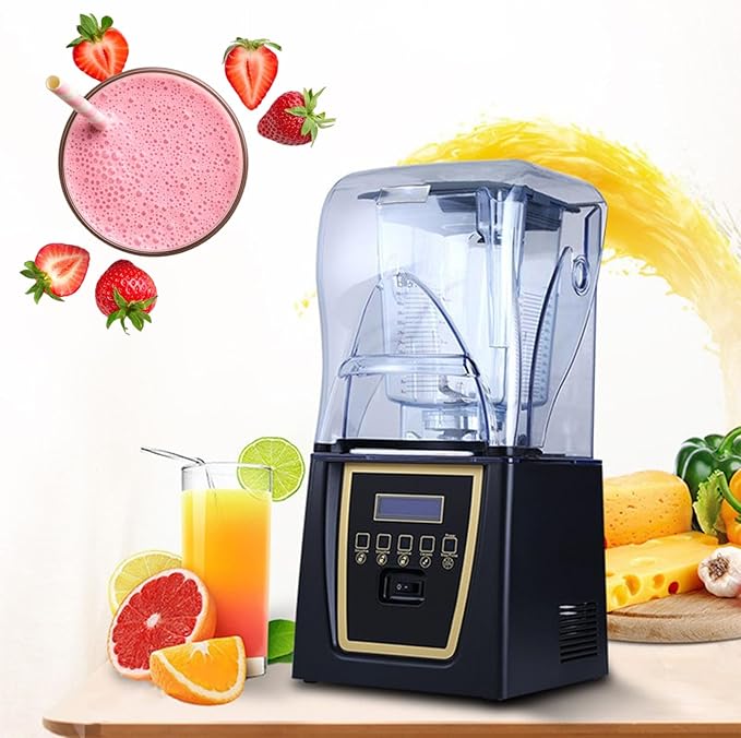 Super Quiet Commercial Blender with Soundproof Enclosure Self-Cleaning 4D Blades for Ice Crushing Smoothies and Puree Professional Countertop Blender220V