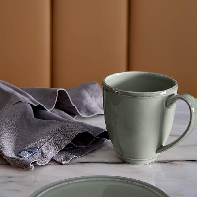 Costa Nova Ceramic Stoneware 5-Piece Place Setting Service for 1 - Friso Collection Sage Green | Microwave &amp Dishwasher Safe Dinnerware Set | Food Safe Glazing | Restaurant Quality Tableware
