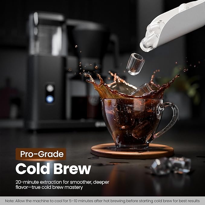 Kismile SCA-Certified 8 Cup Drip Coffee Maker Pour Over Coffee Machine with 3s Instant Heat 197–205℉ Adjustable Flow Control Removable Water Tank Deep Cold Brew &amp 40 Min Keep Warm (Black)