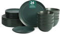 Stone Lain Infinity 24-Piece Dinnerware Set Stoneware Plates and Bowls Set Dishwasher and Microwave Safe Dish Set for 8 Green