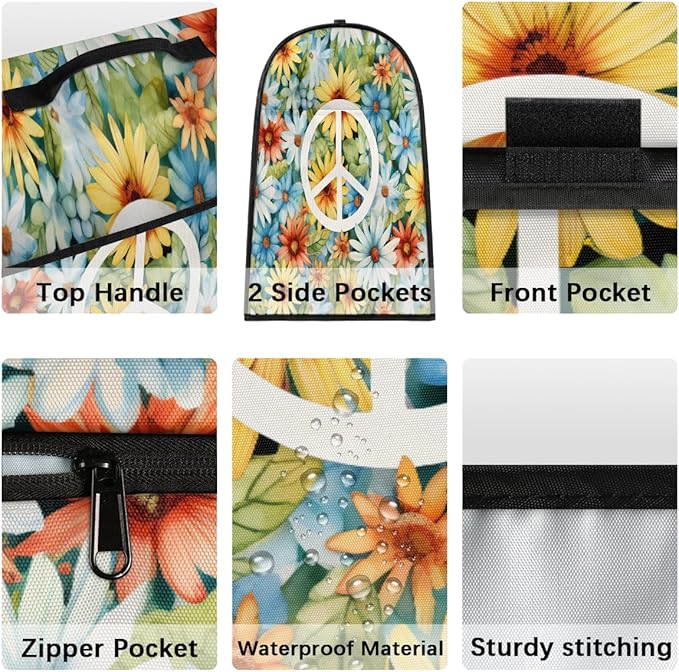 cfpolar Kitchen Aid Mixer Cover Compatible with 6-8 Quarts Colorful Flower Peace Sign Stand Mixer Cover Kitchen Aid Mixers Accessories Appliance Organizer Bag Dust Covers with Zipper Pocket