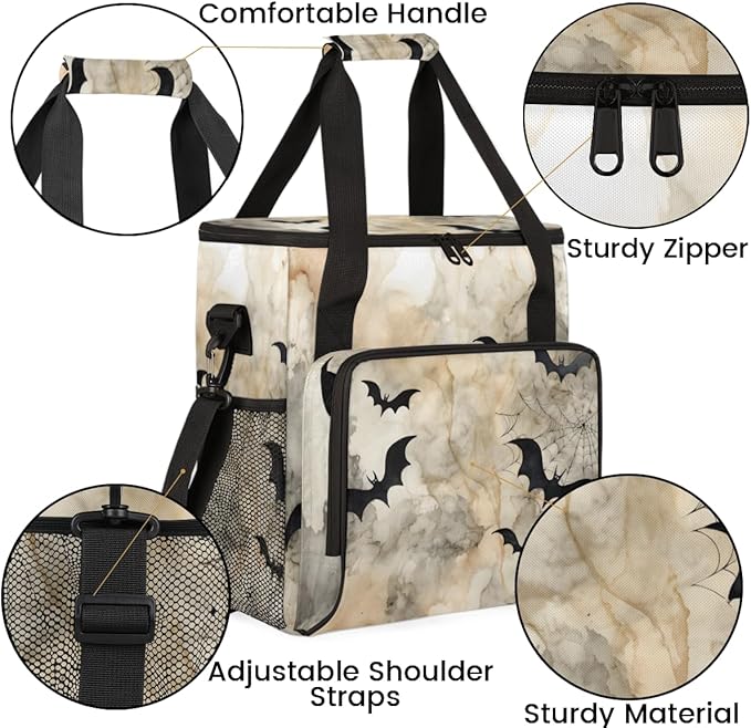 Gothic Bat Coffee Maker Carrying Bag Cute Bat Portable Travel Storage Tote Bag Compatible with K-Mini or K-Mini Plus Single Serve Coffee Brewer Carrying Case with Multiple Pockets &amp Shoulder Str