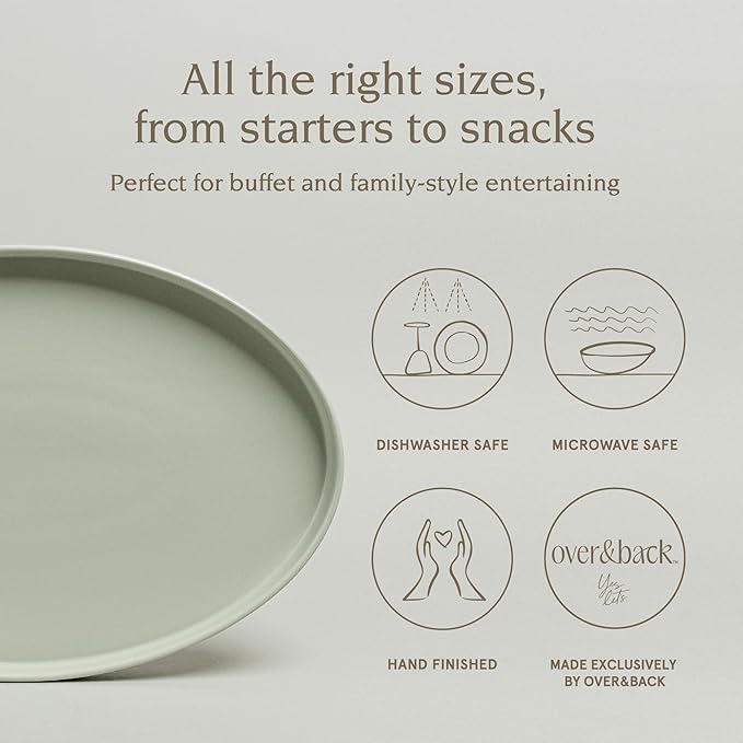over&ampback Stackable Stoneware Serving Platter - Elegant 1-Piece Oval Serving Platter to Complete Your Kitchen Set - Perfect for Appetizers Desserts and More - 16 L x 11 W - Semi-Matte Sage