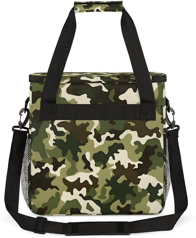 Classic Camouflage Coffee Maker Travel Bag for Keurig K-Mini/K-Mini Plus Insulated Waterproof Tote with Pockets for K-Cup Portable Single-Serve Brewer Case