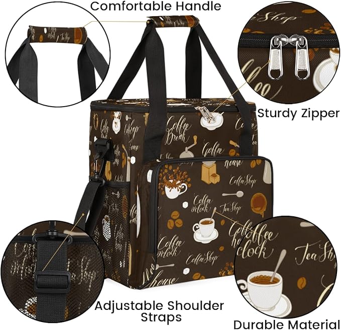 cfpolar Coffee Maker Storage Bag Waterproof Travel Carrying Storage Tote Bag Organizer Case Compatible with K-Mini or K-Mini Plus And Suitable for Other Accessories With Pockets for K-Cup Pods