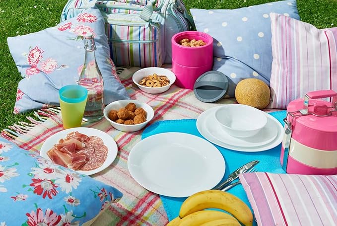 Corelle 3120AB Vitrelle Glass 12-Piece Winter Frost Chip and Break Resistant Dinner Set White
