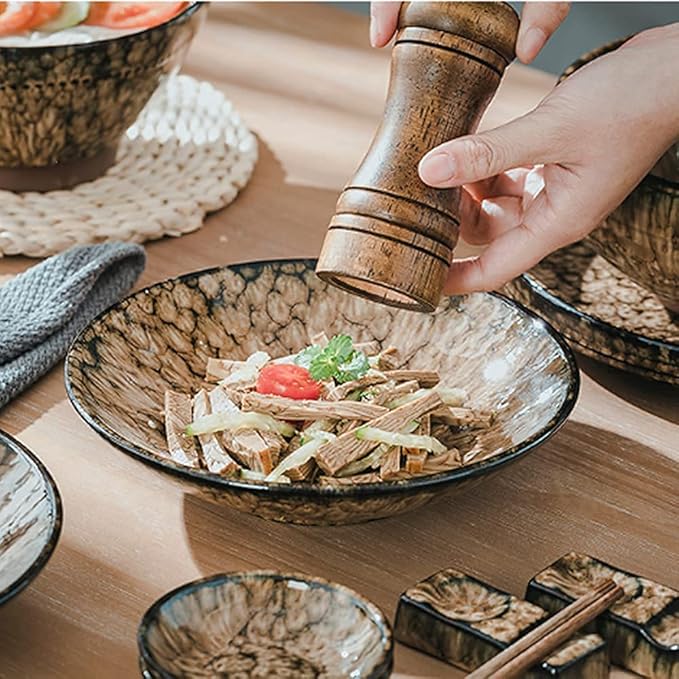 Dinnerware Sets - Luxury Gift Dishes Service Set Japanese Creative Plate and Bowl Sets Dish Set Service for 8 for 2 6 10 People Microwave Oven Dishwasher Safe(10Pcs)