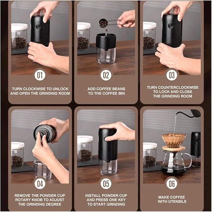 Portable Coffee Machine Electric Coffee Grinder YPE-C USB Charging Electric Recharable Coffee Bean Grinding Blender Coffee Bean Grinding Machinefor Outdoor Travel Picnic(White)