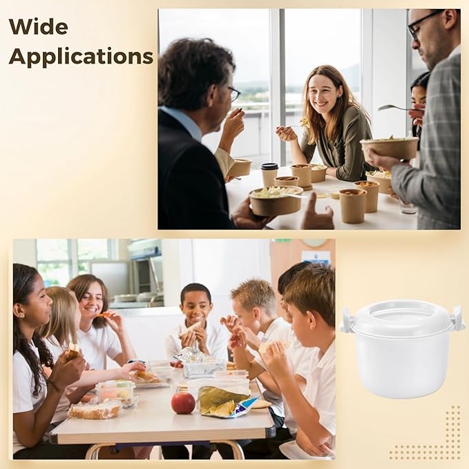 Microwave Rice Cooker Large White Plastic Portable With Lid Ideal For Travel Multi-Functional Lunch Storage