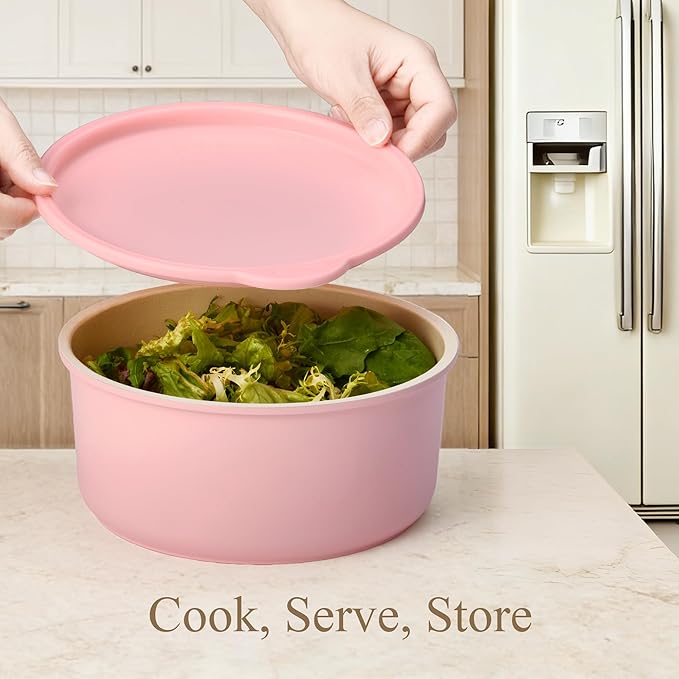 CAROTE Pots and Pans Set Nonstick Cookware Set Detachable Handle 19pcs Induction Kitchen Cookware Sets Non Stick with Removable Handle RV Cookware Set Oven Safe Pink