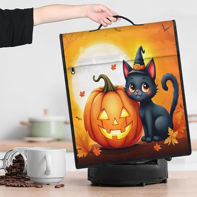 cfpolar Kitchen Aid Mixer Cover Compatible with 6-8 Quarts Halloween Cute Cat Pumpkin Stand Mixer Cover Kitchen Aid Mixers Accessories Appliance Organizer Bag Dust Covers with Zipper Pocket