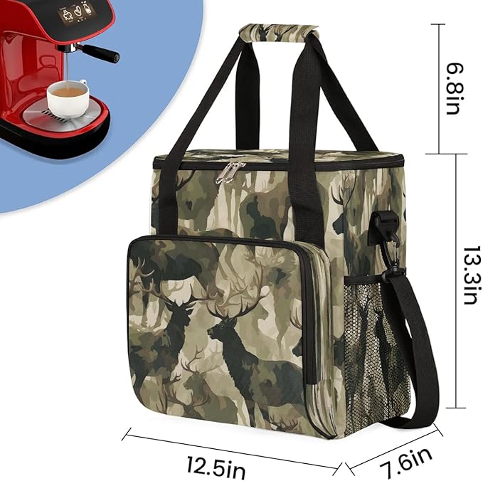 Abstract Camouflage Deer Coffee Maker Carrying Bag for Keurig K-Mini or K-Mini Plus Storage Portable Coffee Maker Travel Bag