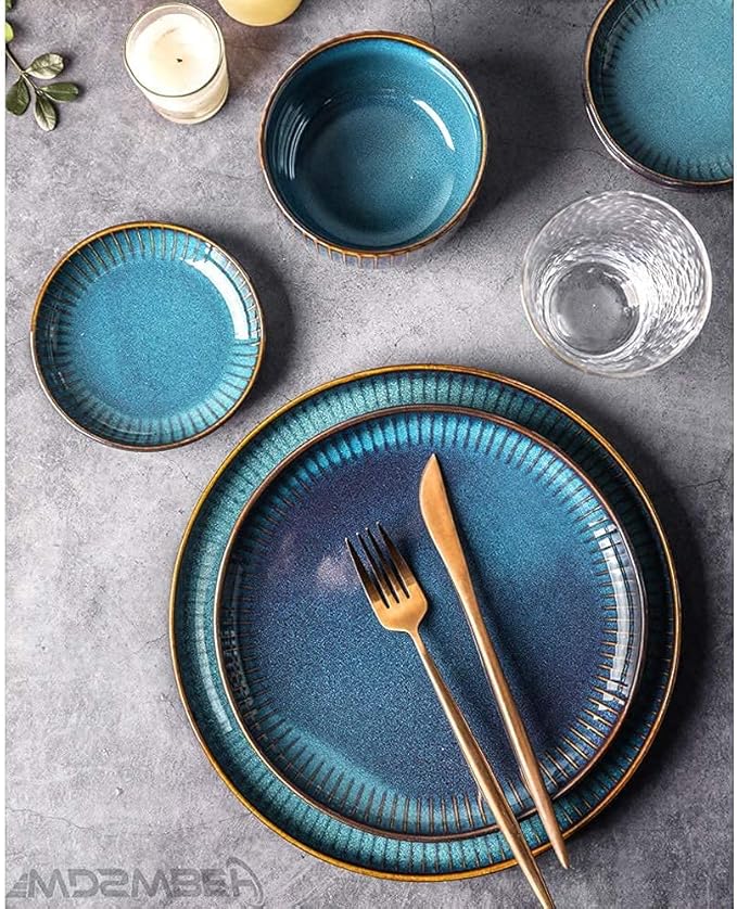 Dinnerware Sets - Luxury Gift Dishes Service Set Dinnerware Sets Stoneware Ceramic Dishes Porcelain Plates and Bowls Sets for 6 8 10 Luxury Bone China Dishware Sets- Dinner Sets(36Pcs)
