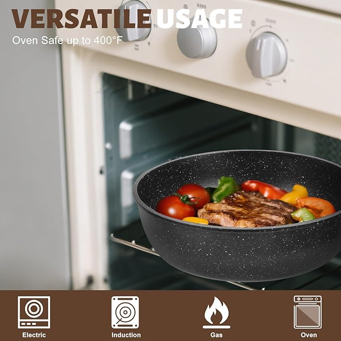 Numola 10 pcs Pots and Pan Set Non Stick with Detachable Handle Ceramic Cookware Set for Stackable Induction Kitchen Cookware Set for RV Dishwasher ＆ Oven Safe Black