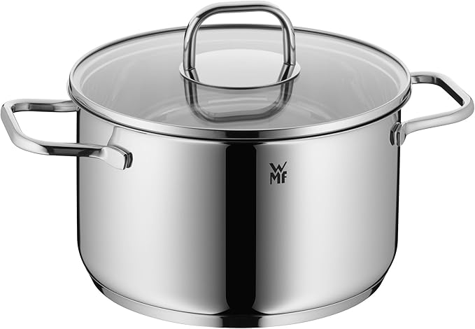 WMF Pot Set 4-Piece Inspiration Pouring Rim Glass Lid Cromargan® Stainless Steel Polished Suitable for Induction Hobs Dishwasher-Safe