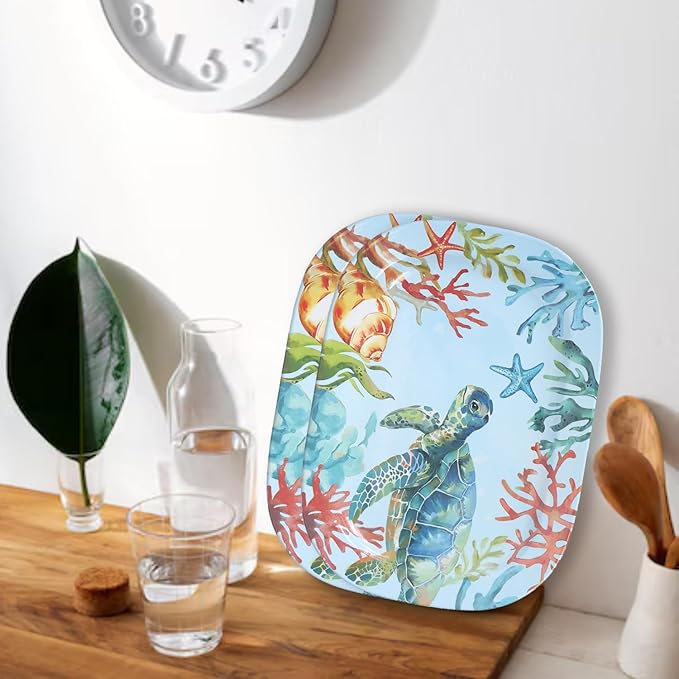 12-Piece Melamine Turtle Dinnerware Set &amp Service platter Unbreakable Lightweight Tableware Set - Turtle