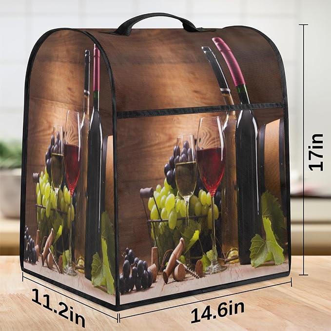 cfpolar Kitchen Aid Mixer Cover Compatible with 6-8 Quarts Grapes Wine Green Leaves Stand Mixer Cover Kitchen Aid Mixers Accessories Appliance Organizer Bag Dust Covers with Zipper Pocket