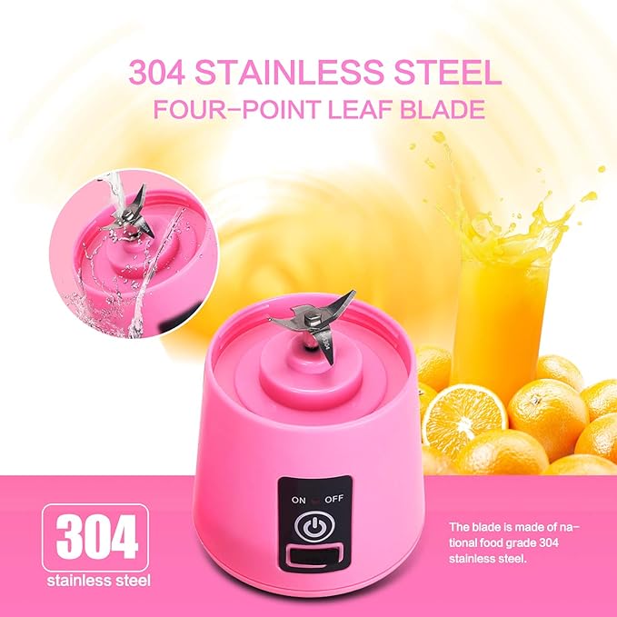 Star River Portable Small Blender Personal Blender Small Fruit Blender USB Rechargeable Electric juicer Cup Fruit Blender DIY Fruit juicer Cup 4 Cutter Heads Easy to Clean