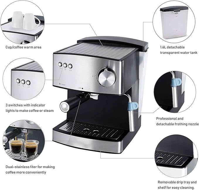 Coffee Machine Drip Coffee Machine Programmable Coffee Machine Small Semi-automatic Milk Froth Coffee Machine Suitable For Brewing Coffee 20240309