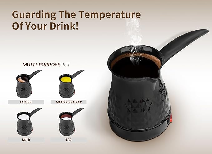 Electric Turkish Coffee Maker 600ml Portable Electric Turkey Coffee Pot Arabic Greek Turkish Coffee Maker Anti Scald Tea Maker Kettle Coffee Machine