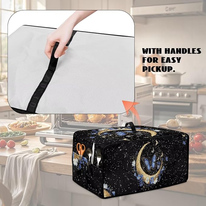 Dust-proof Toaster Oven Heat-Resistant Air Fryer Microwave Cover with Top Handle Side Protects Elevate Kitchen Style While Protecting Appliances Butterfly Moon Stars