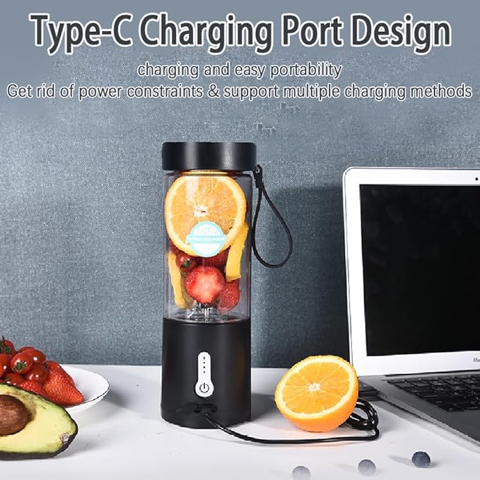 Portable Blender 20oz Cup Personal Blender for Smoothies and Shakes Rechargeable Mini Blenders with 6 Stainless Steel Blades Portable Juicer for Travel Gym Office